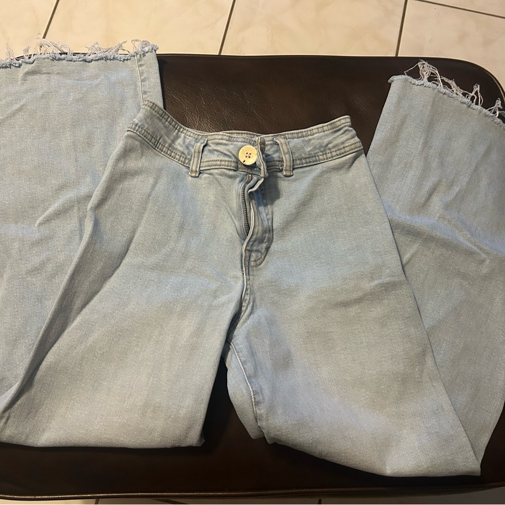 Zara Kids Light Blue Frayed Jeans